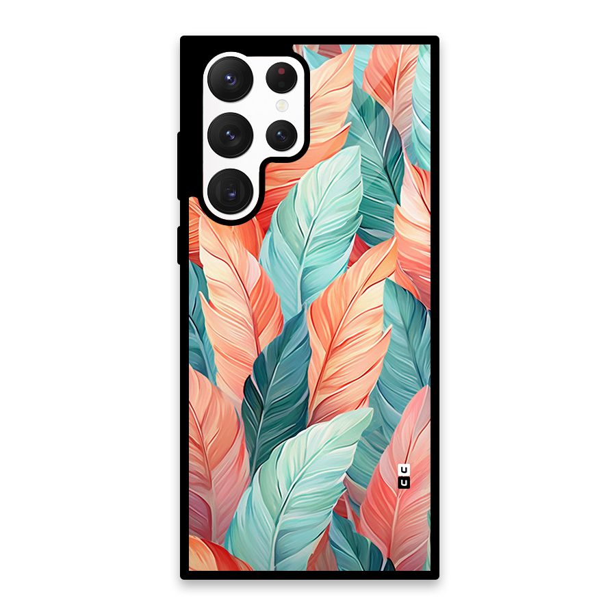 Amazing Colorful Leaves Glass Back Case for Galaxy S22 Ultra 5G