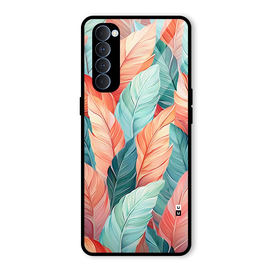 Amazing Colorful Leaves Glass Back Case for Oppo Reno4 Pro