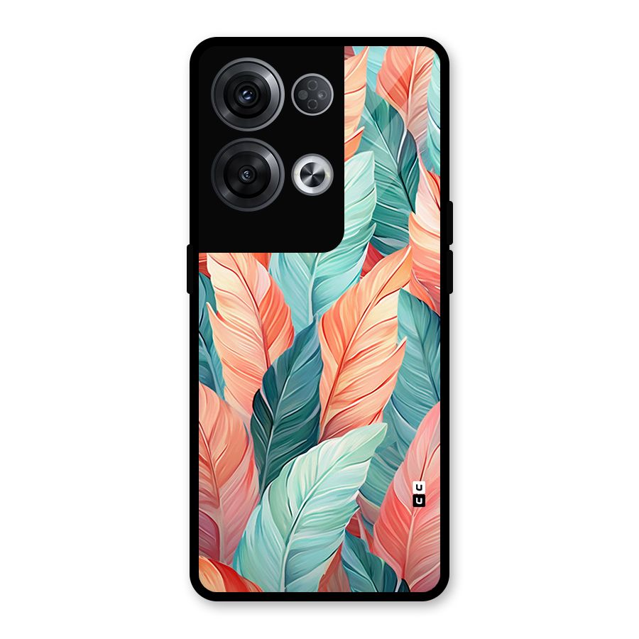 Amazing Colorful Leaves Glass Back Case for Oppo Reno8 Pro 5G