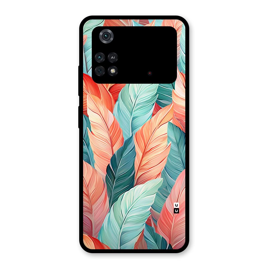 Amazing Colorful Leaves Glass Back Case for Poco M4 Pro 4G