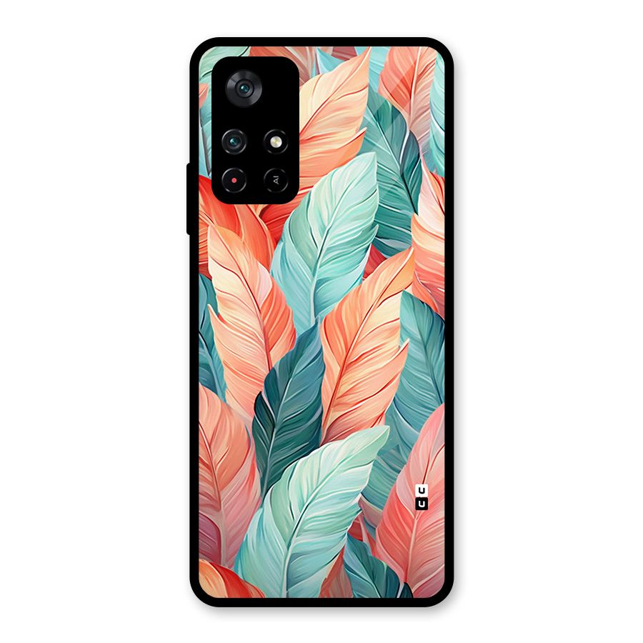 Amazing Colorful Leaves Glass Back Case for Poco M4 Pro 5G