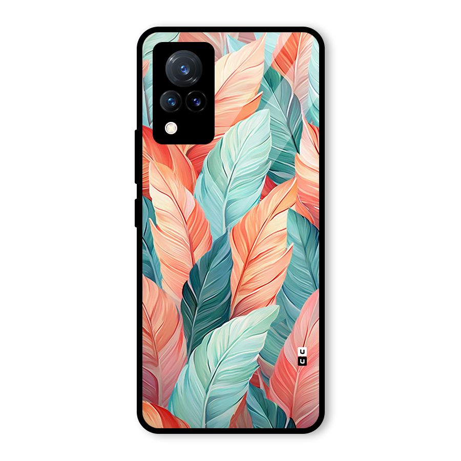 Amazing Colorful Leaves Glass Back Case for Vivo V21 5G