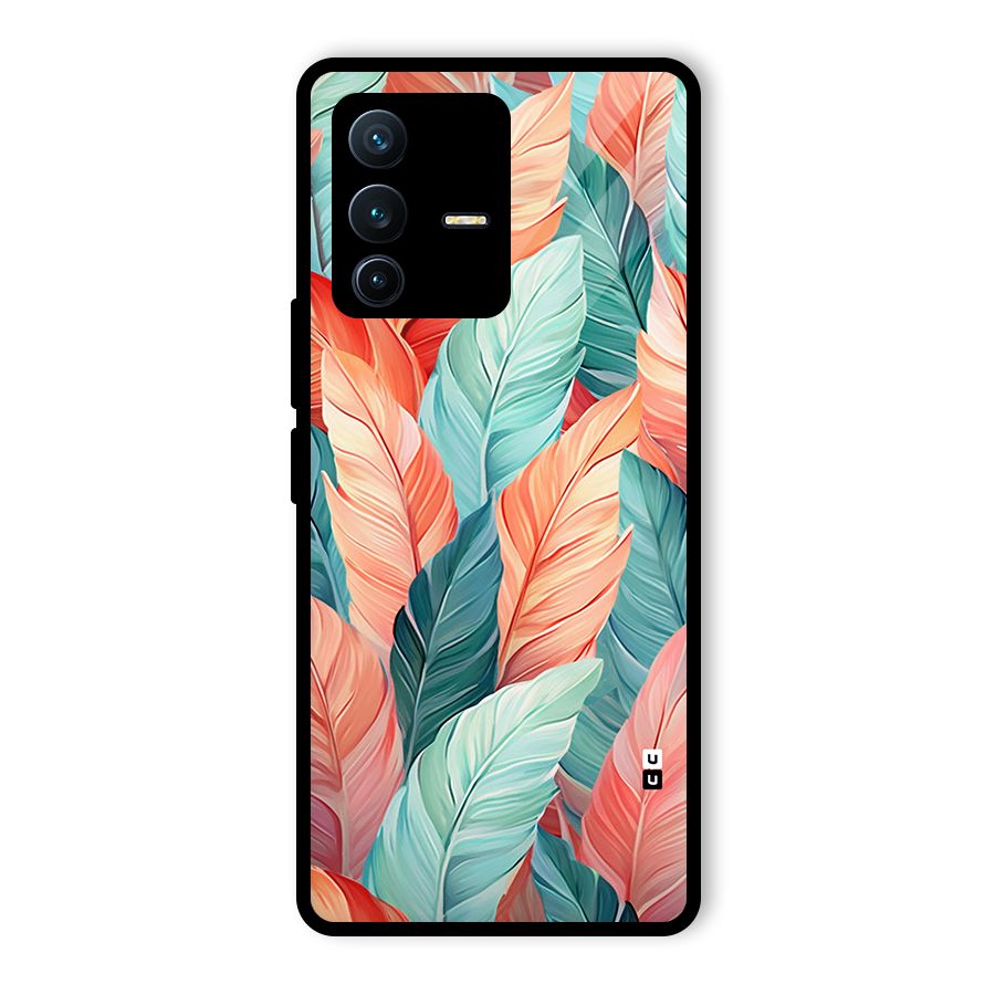 Amazing Colorful Leaves Glass Back Case for Vivo V23 Pro