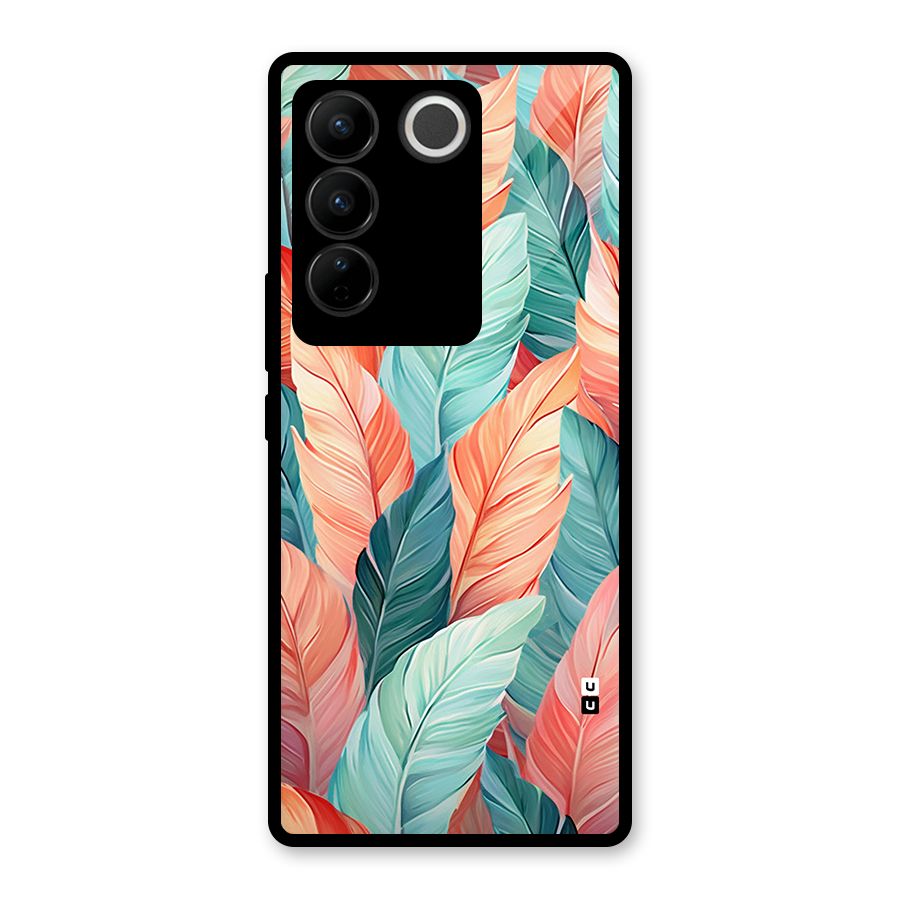 Amazing Colorful Leaves Glass Back Case for Vivo V27
