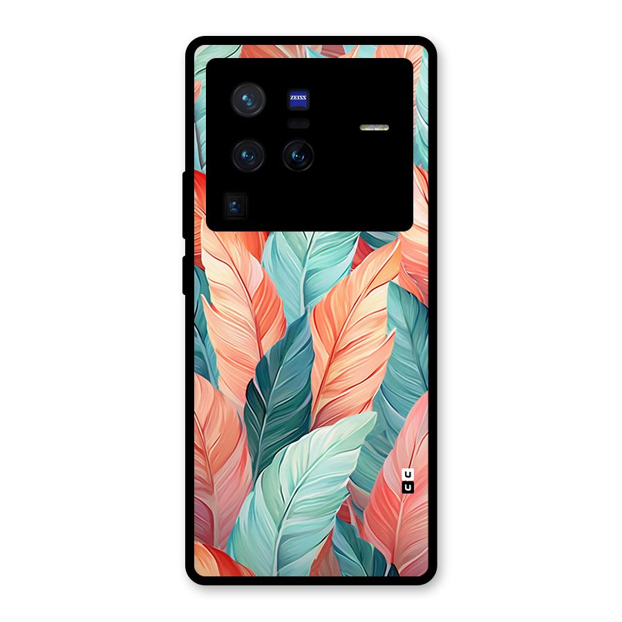 Amazing Colorful Leaves Glass Back Case for Vivo X80 Pro
