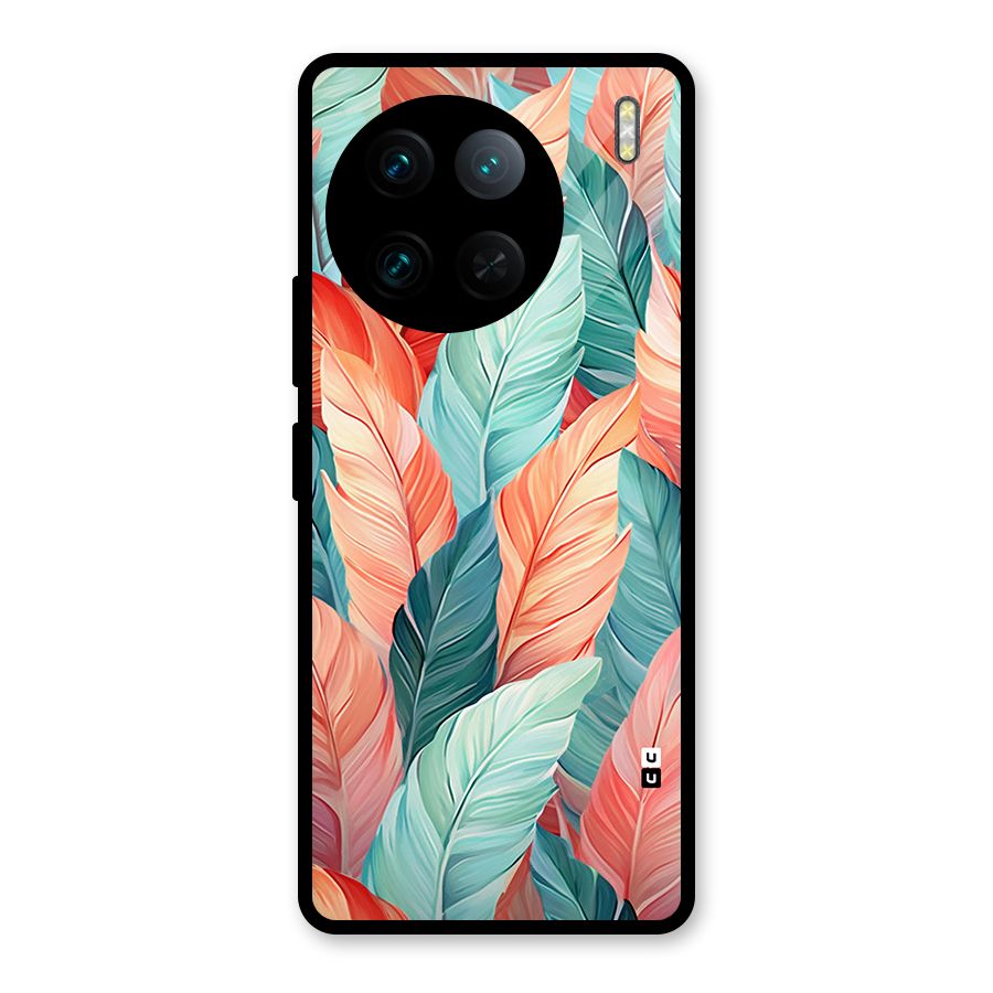 Amazing Colorful Leaves Glass Back Case for Vivo X90 Pro