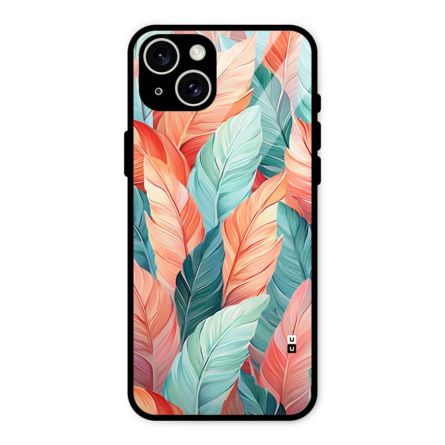 Amazing Colorful Leaves Glass Back Case for iPhone 15 Plus