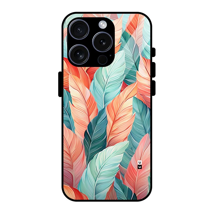 Amazing Colorful Leaves Glass Back Case for iPhone 15 Pro