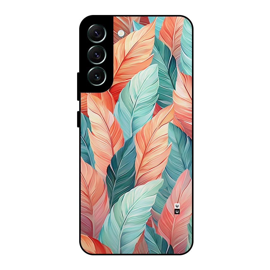 Amazing Colorful Leaves Metal Back Case for Galaxy S22 Plus 5G
