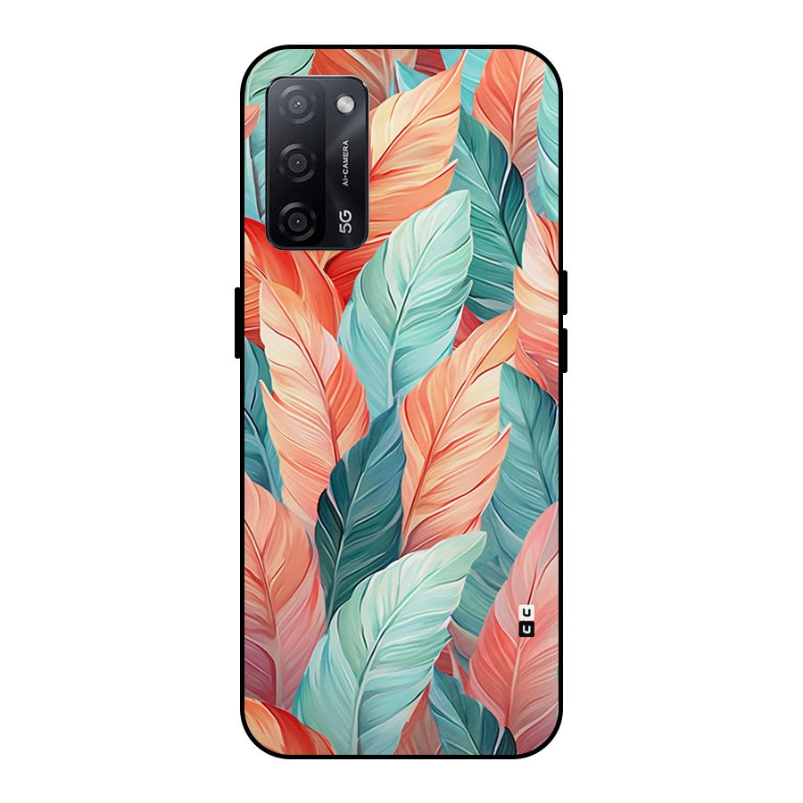 Amazing Colorful Leaves Metal Back Case for Oppo A53s 5G