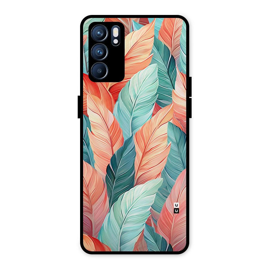Amazing Colorful Leaves Metal Back Case for Oppo Reno6 5G