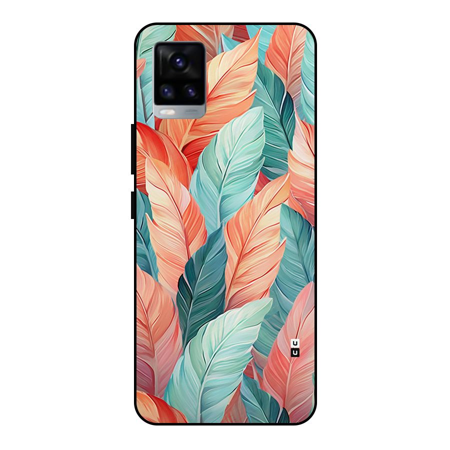 Amazing Colorful Leaves Metal Back Case for Vivo V20 2021