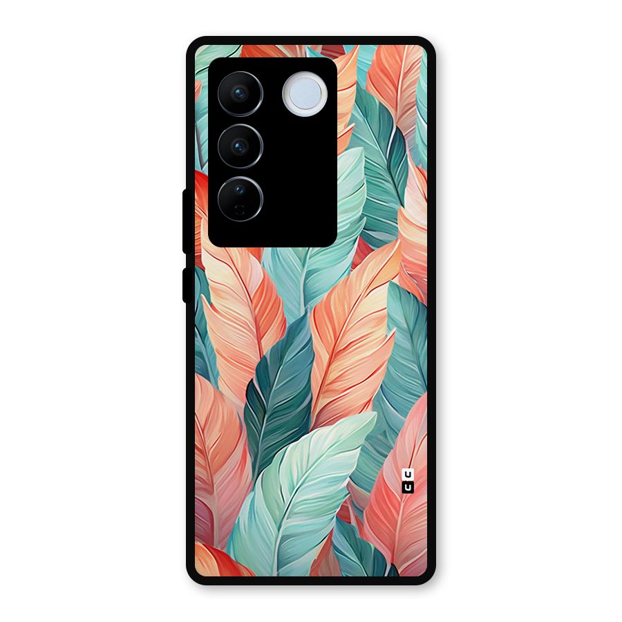 Amazing Colorful Leaves Metal Back Case for Vivo V27 Pro