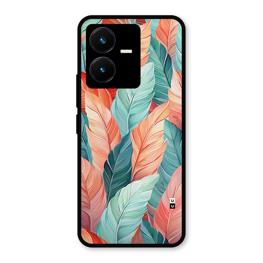 Amazing Colorful Leaves Metal Back Case for Vivo Y22s