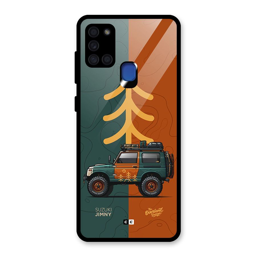 Amazing Defence Car Glass Back Case for Galaxy A21s