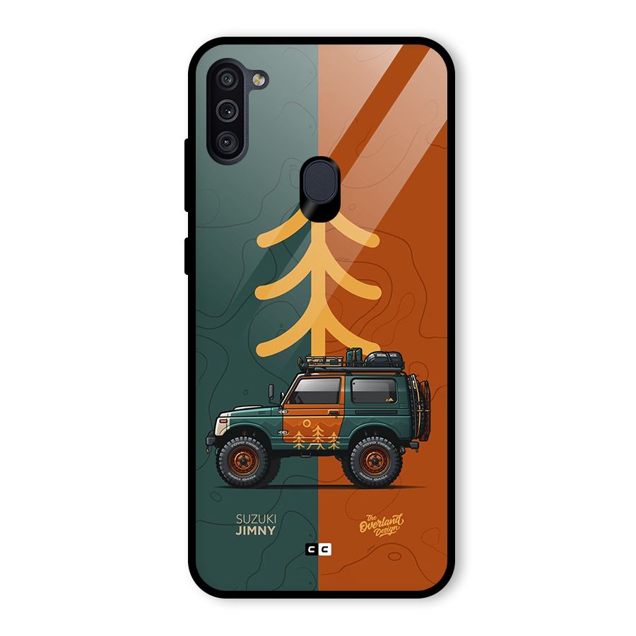 Amazing Defence Car Glass Back Case for Galaxy M11