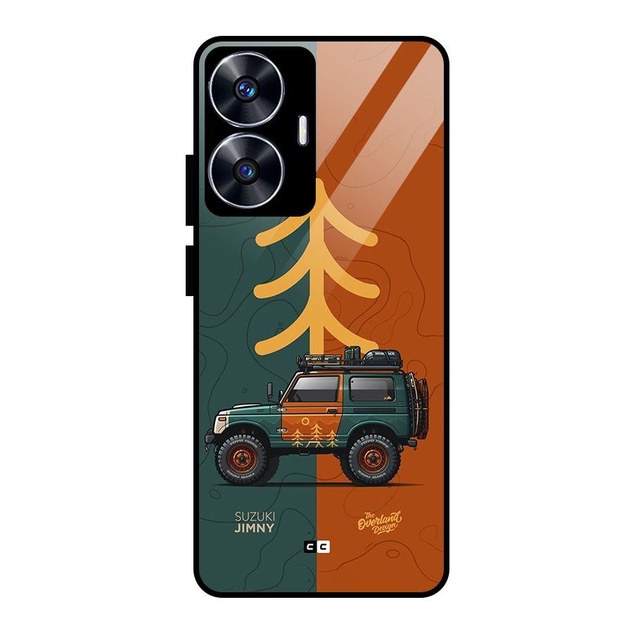 Amazing Defence Car Glass Back Case for Realme Narzo N55
