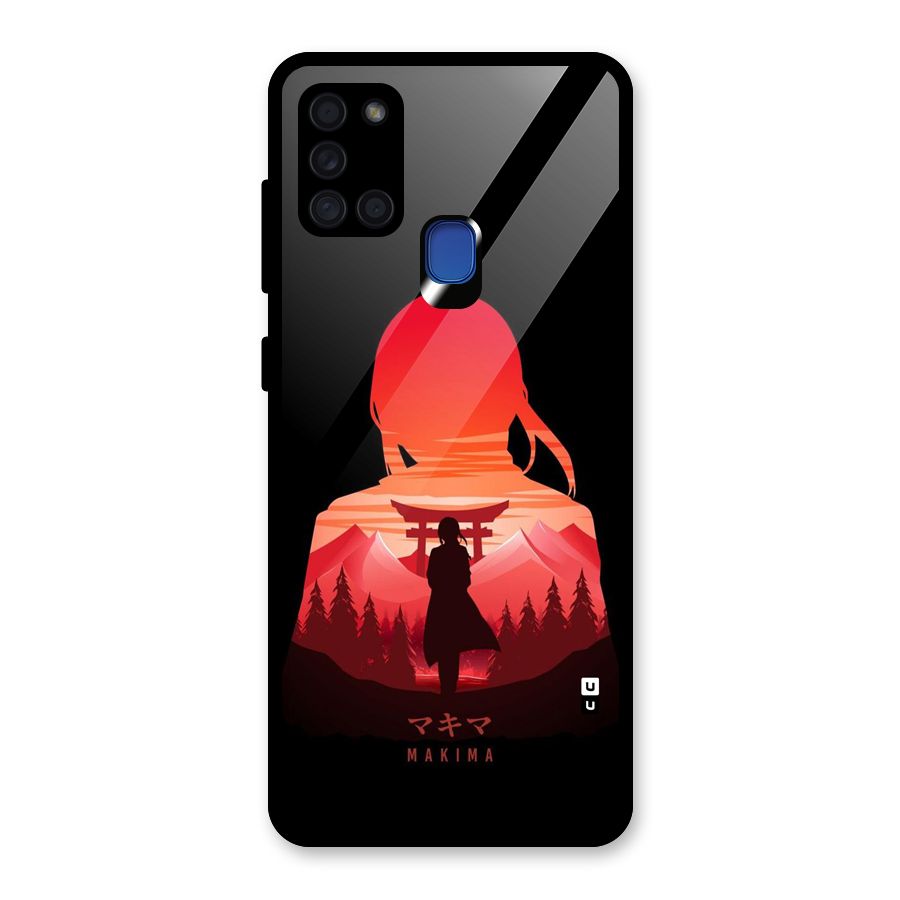 Amazing Makima Glass Back Case for Galaxy A21s