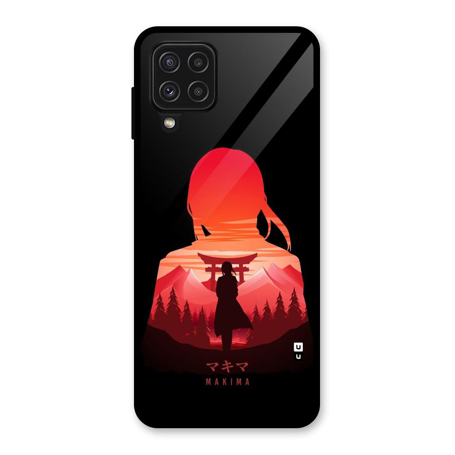 Amazing Makima Glass Back Case for Galaxy A22 4G
