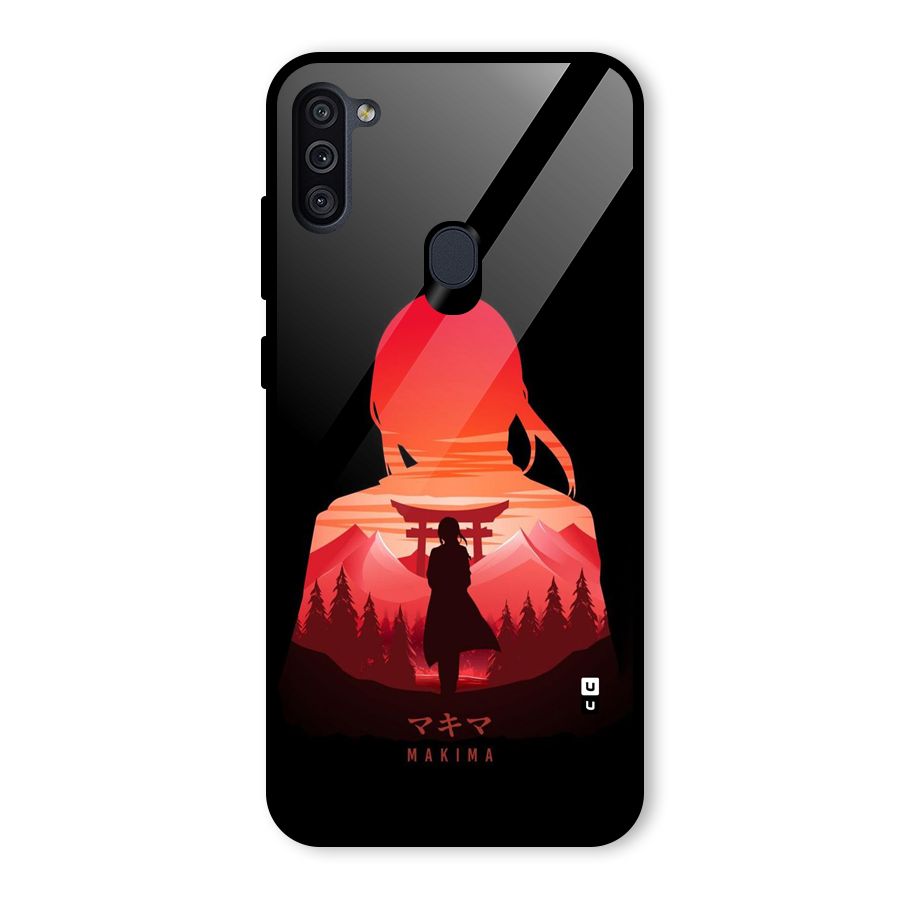 Amazing Makima Glass Back Case for Galaxy M11