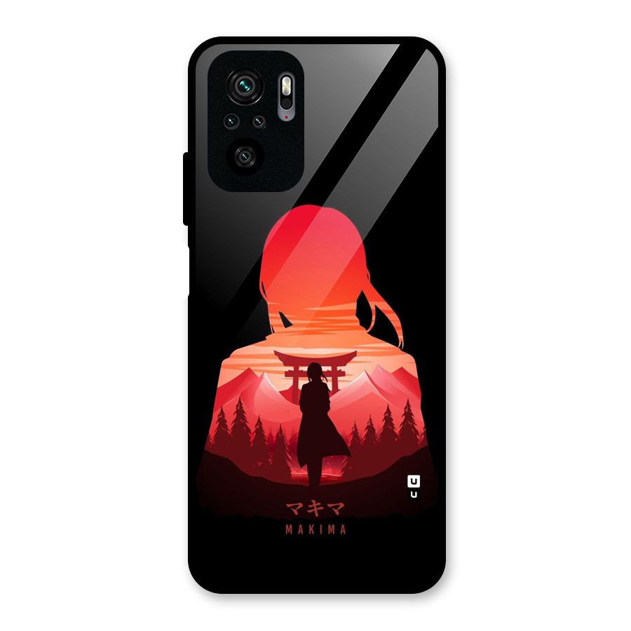 Amazing Makima Glass Back Case for Redmi Note 10S