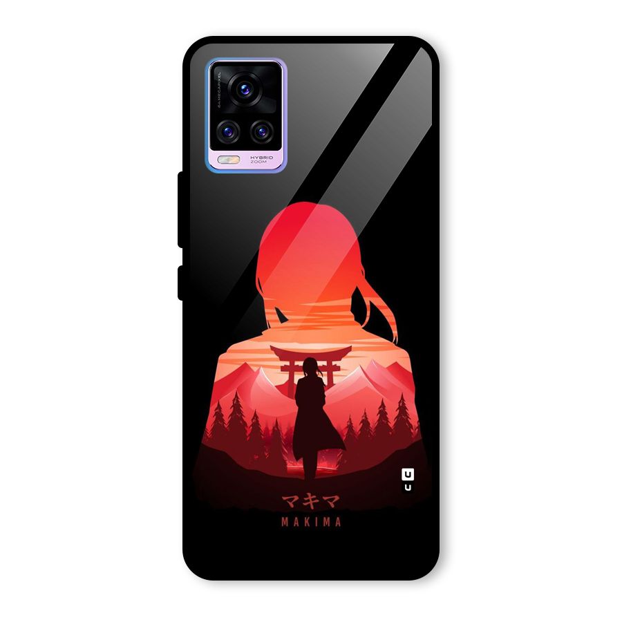 Amazing Makima Glass Back Case for Vivo V20 Pro
