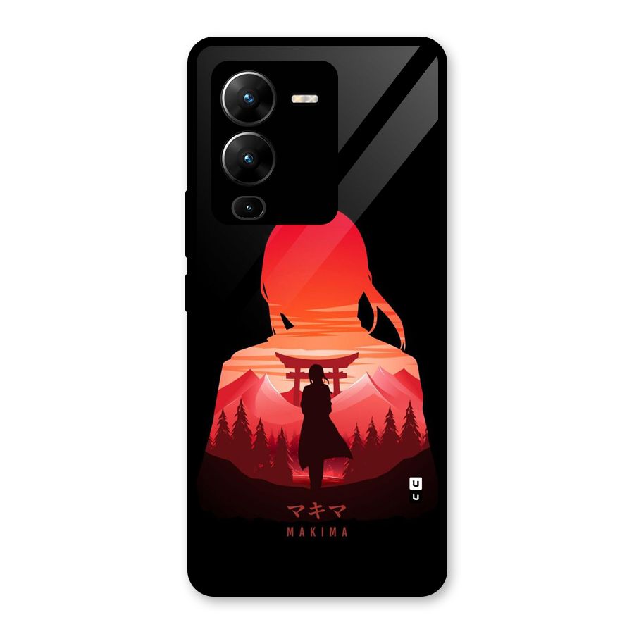 Amazing Makima Glass Back Case for Vivo V25 Pro