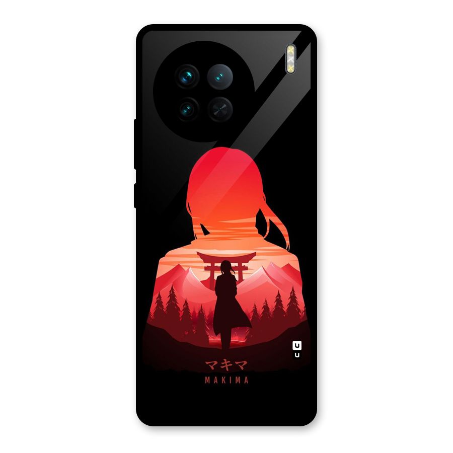Amazing Makima Glass Back Case for Vivo X90