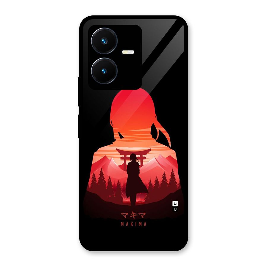 Amazing Makima Glass Back Case for Vivo Y22s