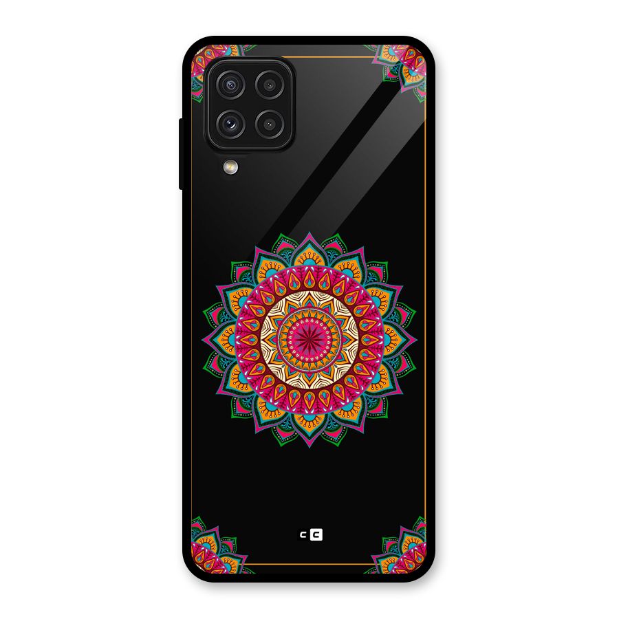 Amazing Mandala Art Glass Back Case for Galaxy A22 4G