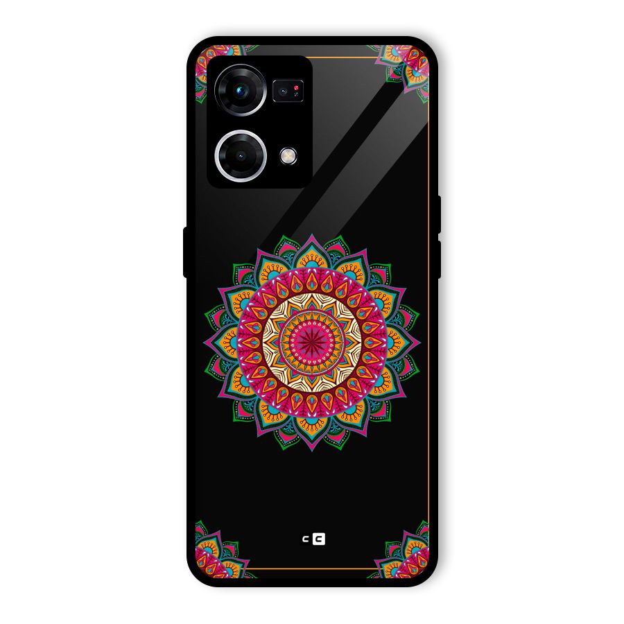 Amazing Mandala Art Glass Back Case for Oppo F21 Pro 5G