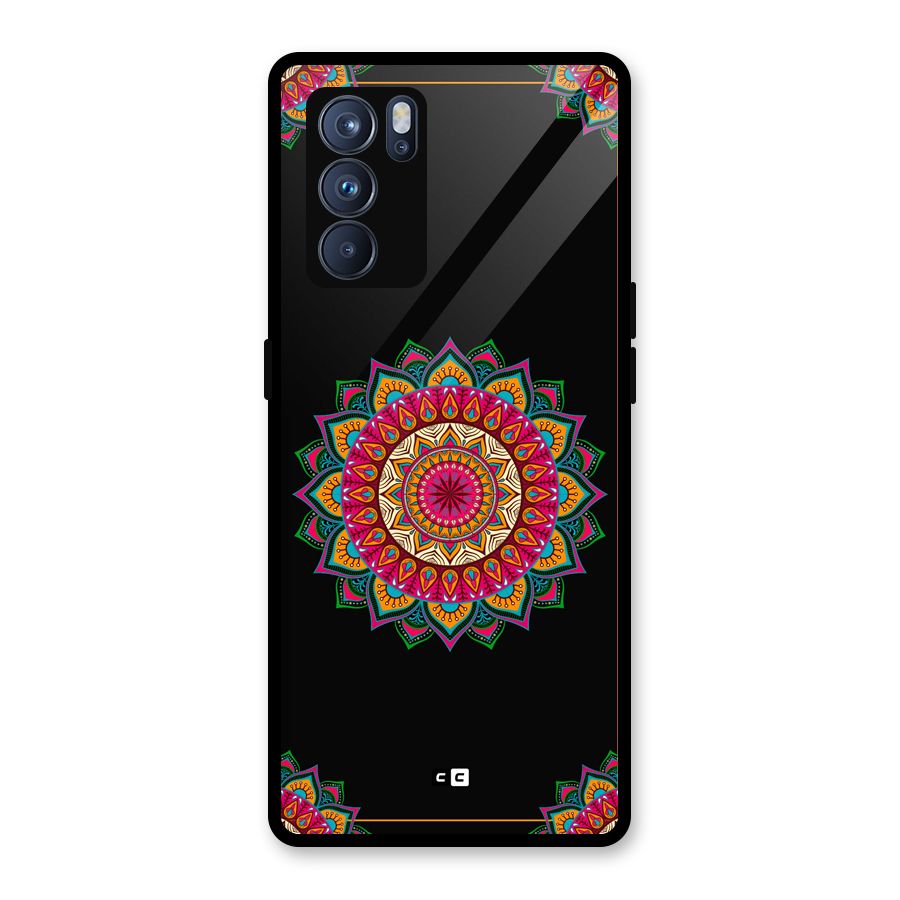 Amazing Mandala Art Glass Back Case for Oppo Reno6 Pro 5G