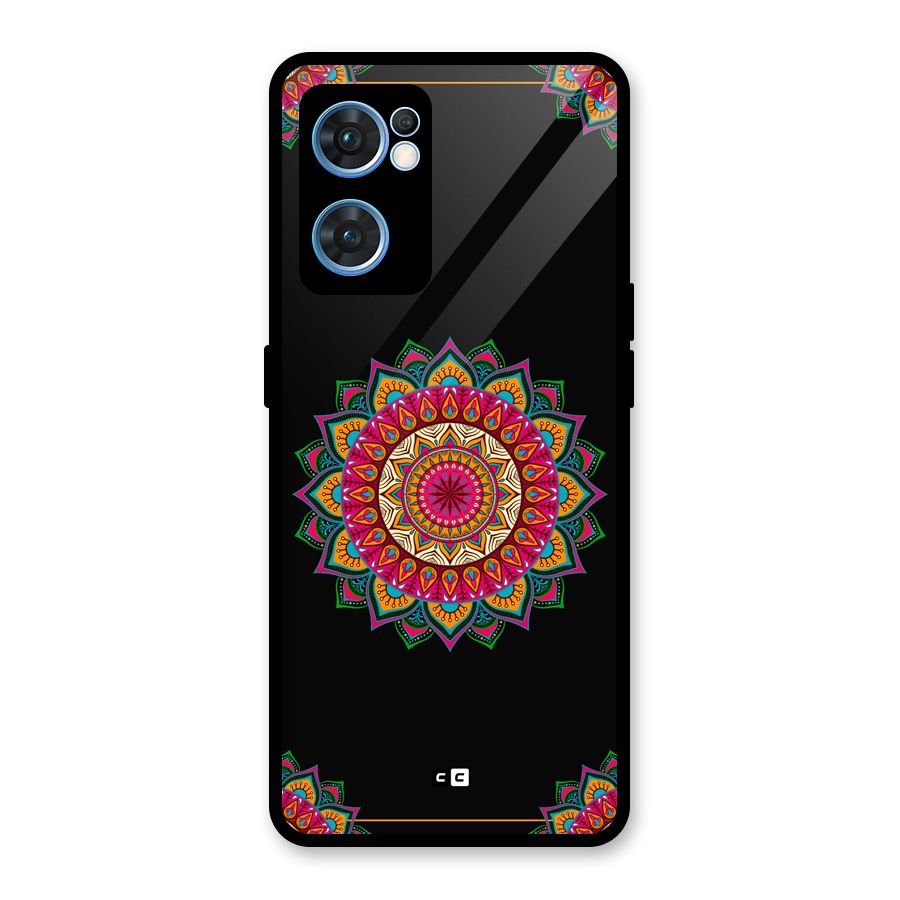 Amazing Mandala Art Glass Back Case for Oppo Reno7 5G