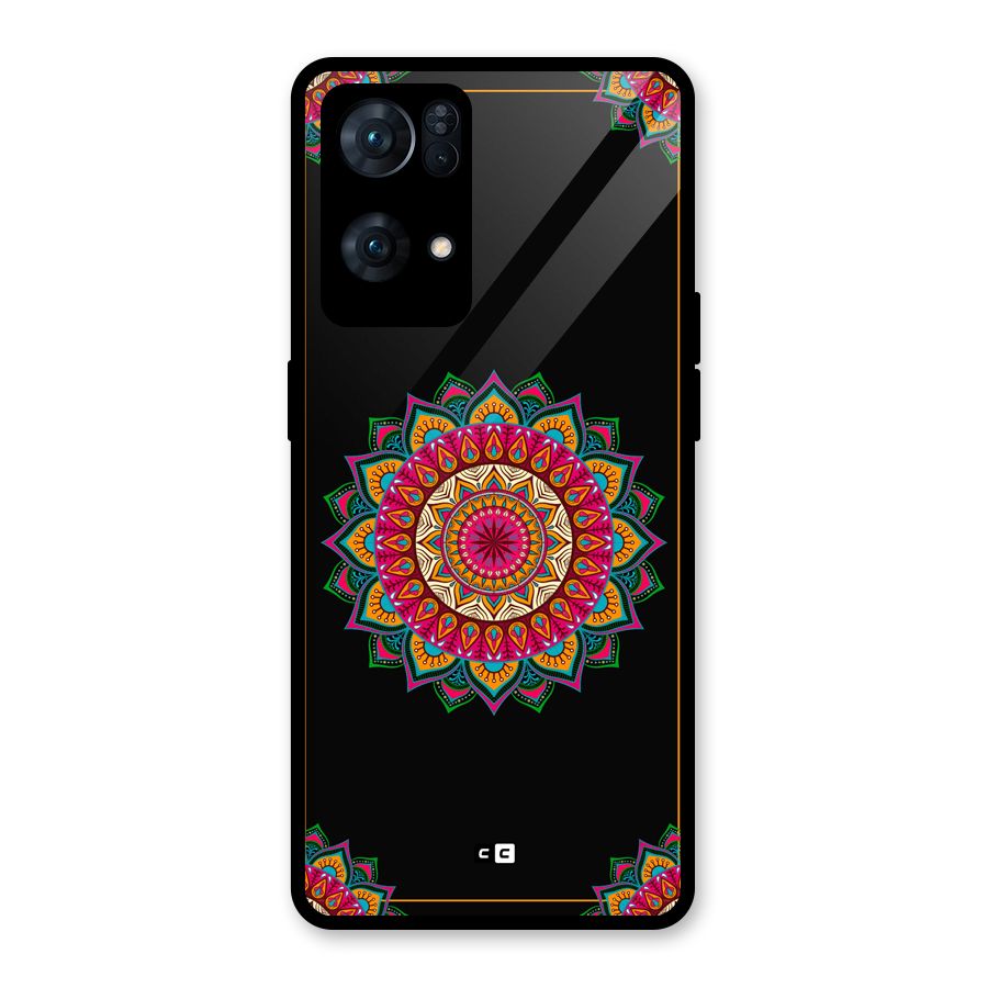 Amazing Mandala Art Glass Back Case for Oppo Reno7 Pro 5G