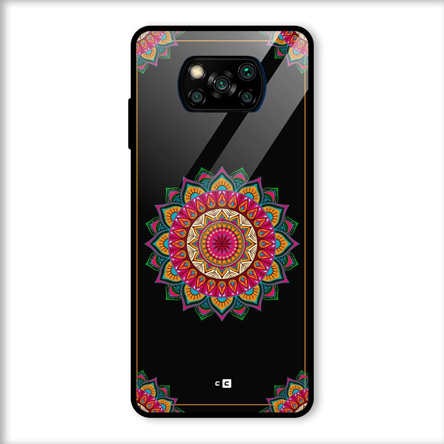 Amazing Mandala Art Glass Back Case for Poco X3