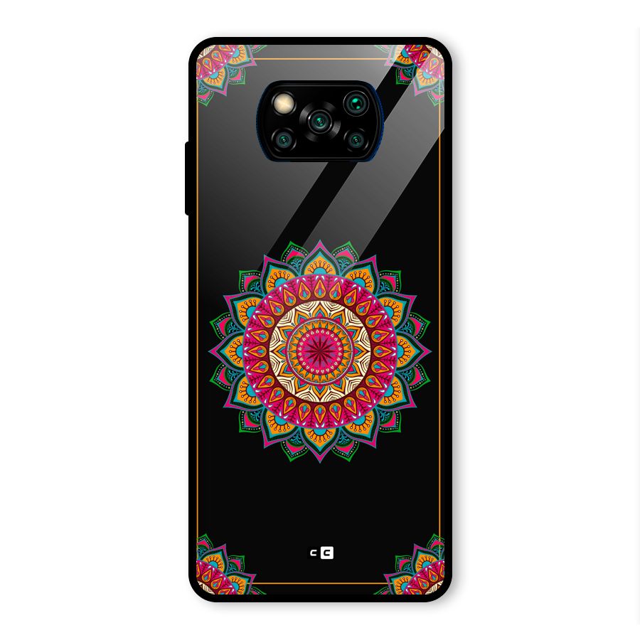 Amazing Mandala Art Glass Back Case for Poco X3 Pro