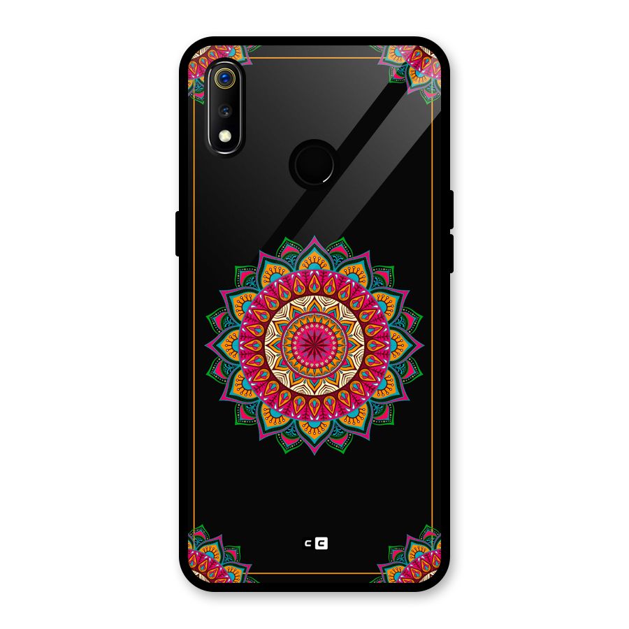 Amazing Mandala Art Glass Back Case for Realme 3i