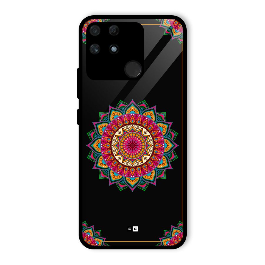 Amazing Mandala Art Glass Back Case for Realme Narzo 50A
