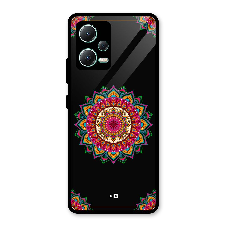 Amazing Mandala Art Glass Back Case for Redmi Note 12 5G