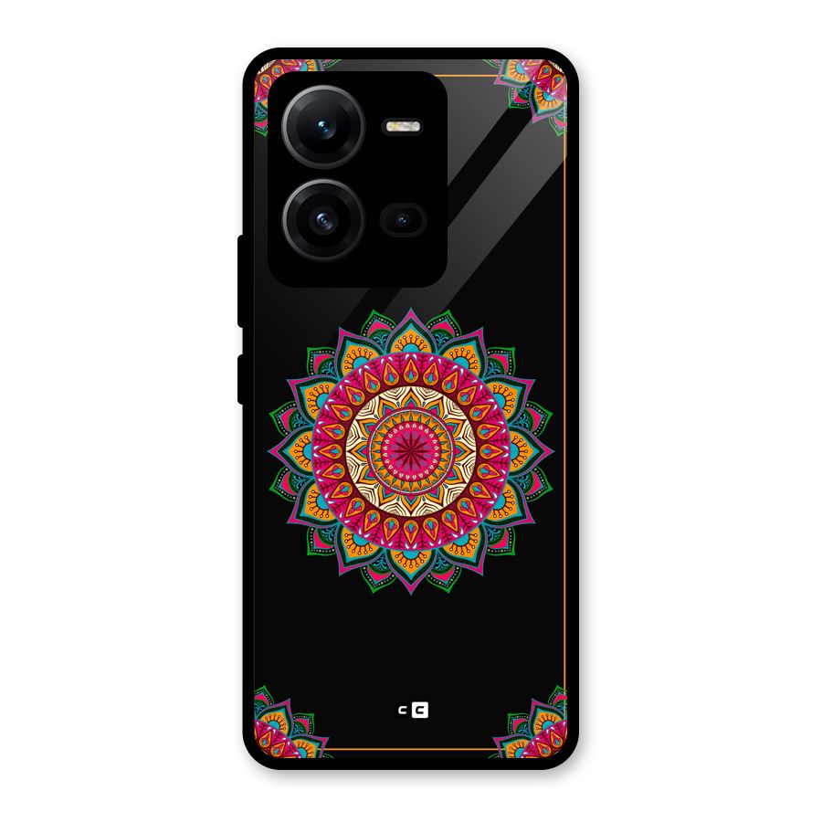 Amazing Mandala Art Glass Back Case for Vivo V25