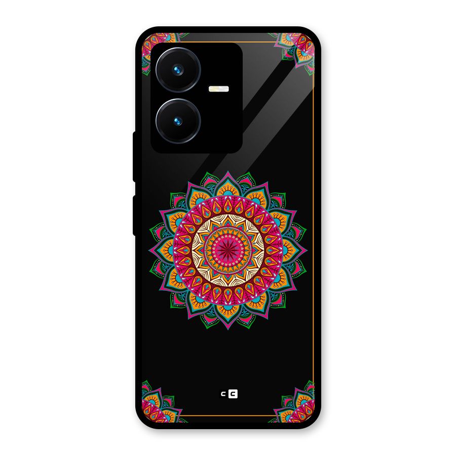 Amazing Mandala Art Glass Back Case for Vivo Y22
