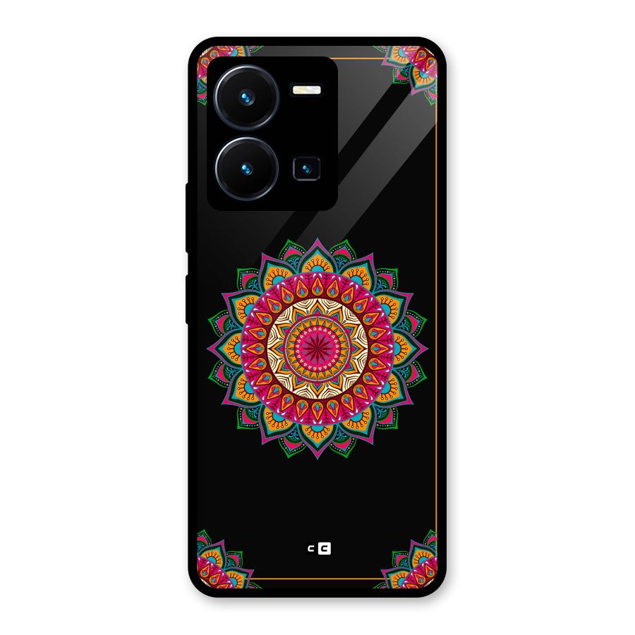 Amazing Mandala Art Glass Back Case for Vivo Y35