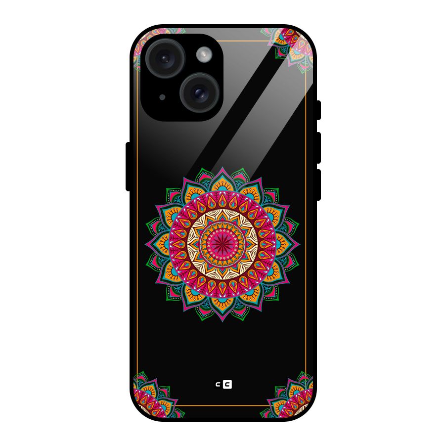 Amazing Mandala Art Glass Back Case for iPhone 15