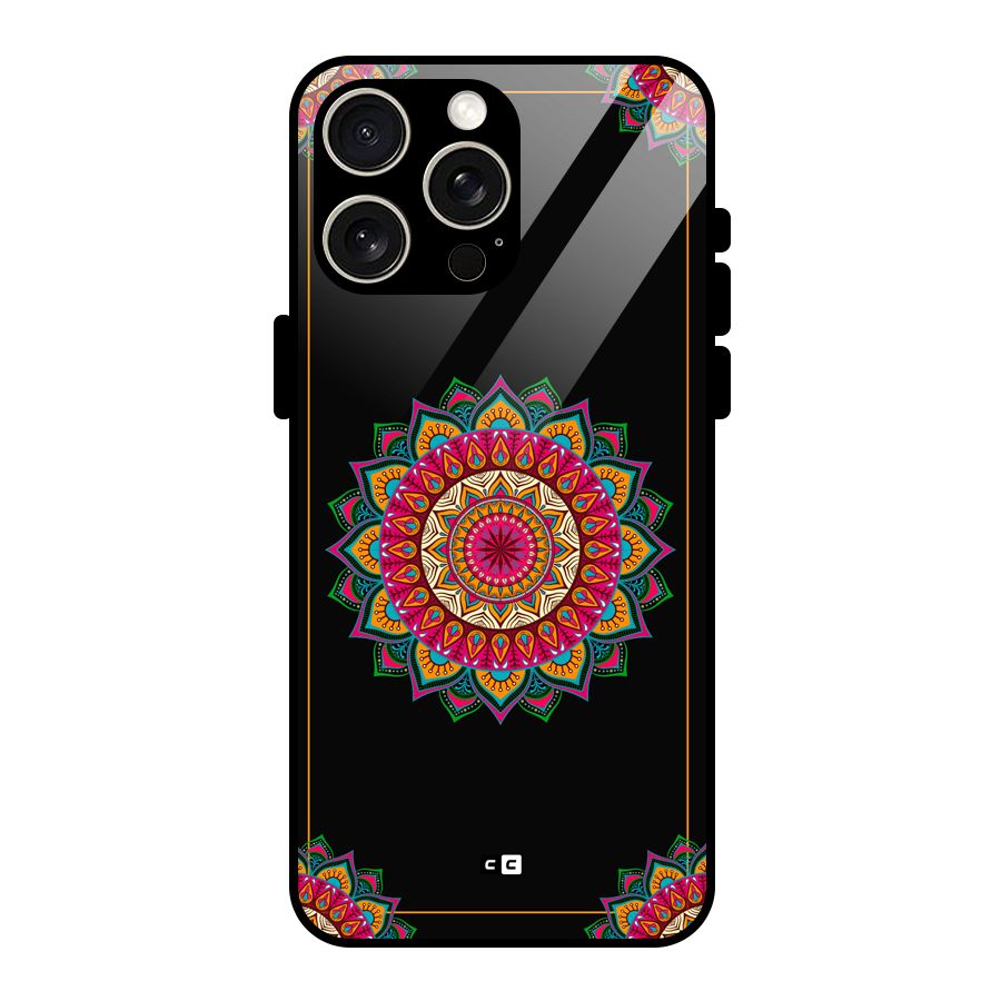 Amazing Mandala Art Glass Back Case for iPhone 15 Pro Max