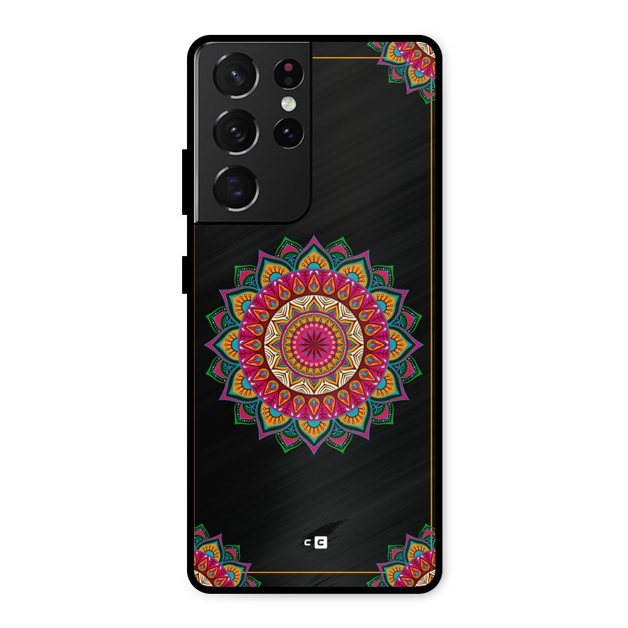 Amazing Mandala Art Metal Back Case for Galaxy S21 Ultra 5G
