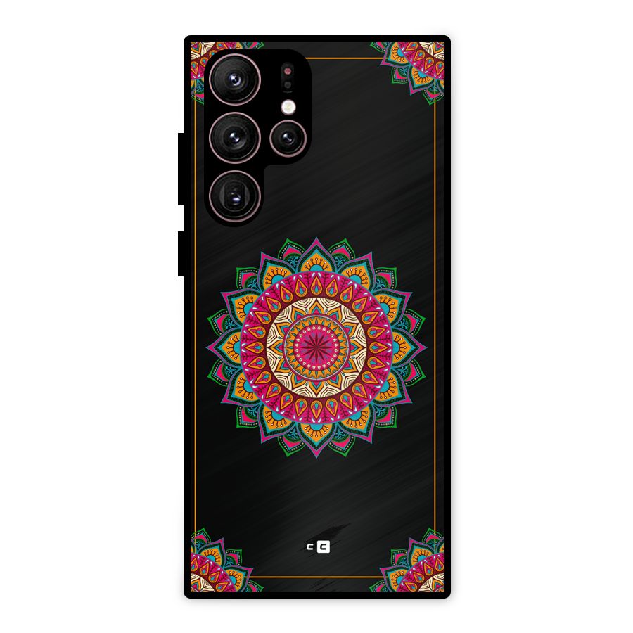 Amazing Mandala Art Metal Back Case for Galaxy S22 Ultra 5G