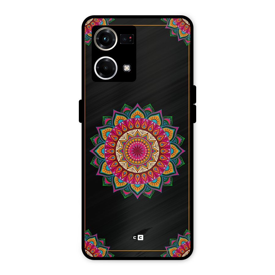 Amazing Mandala Art Metal Back Case for Oppo F21 Pro 4G