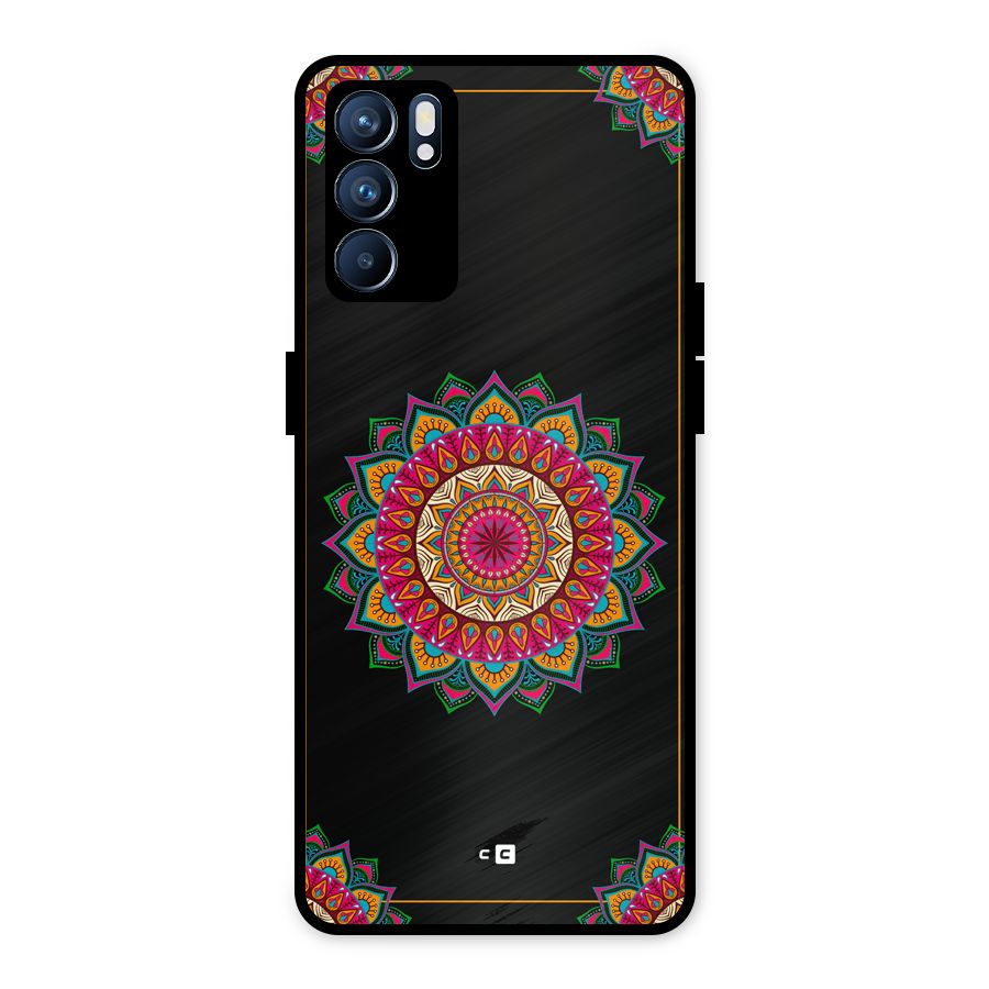 Amazing Mandala Art Metal Back Case for Oppo Reno6 5G