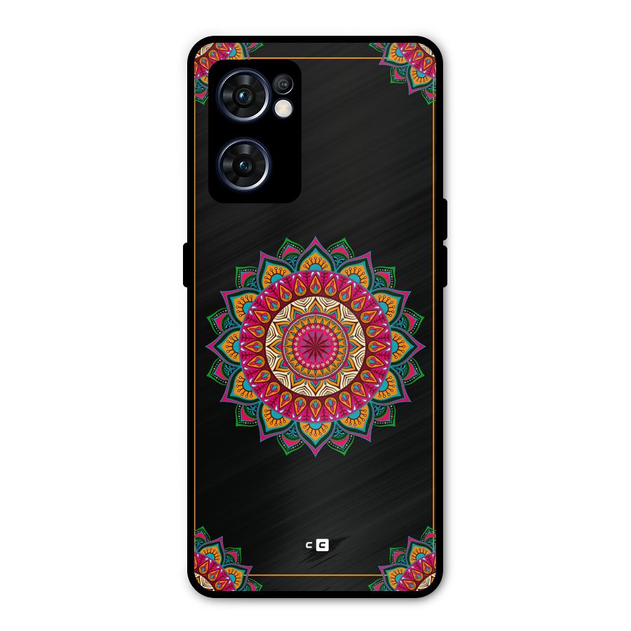 Amazing Mandala Art Metal Back Case for Oppo Reno7 5G
