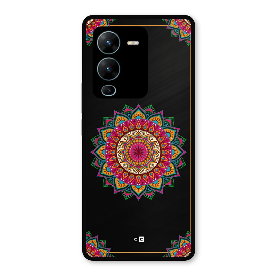 Amazing Mandala Art Metal Back Case for Vivo V25 Pro
